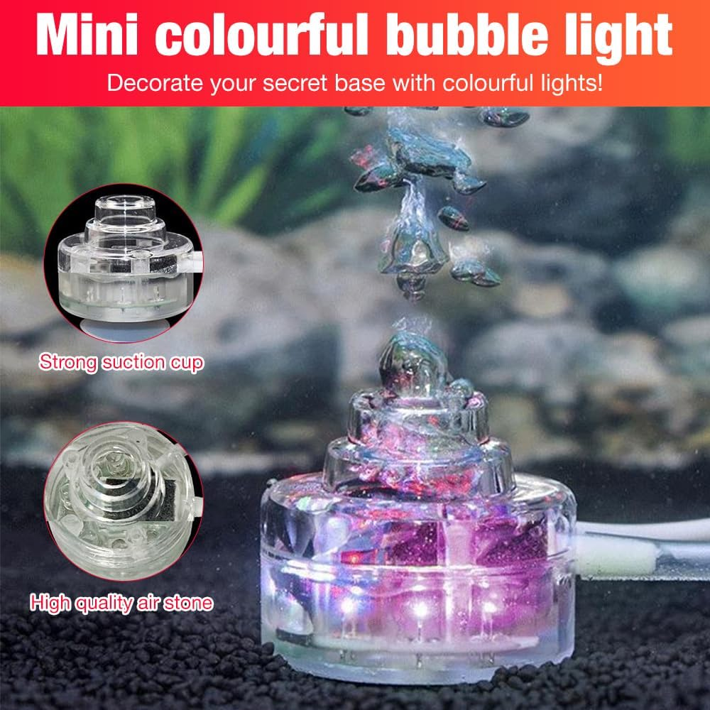 HIULLEN Aquarium Decoration Set, Fish Tank with Colourful LED Lights, Volcano Shape Air Bubble Stone, Bubbler Accessories image number 2