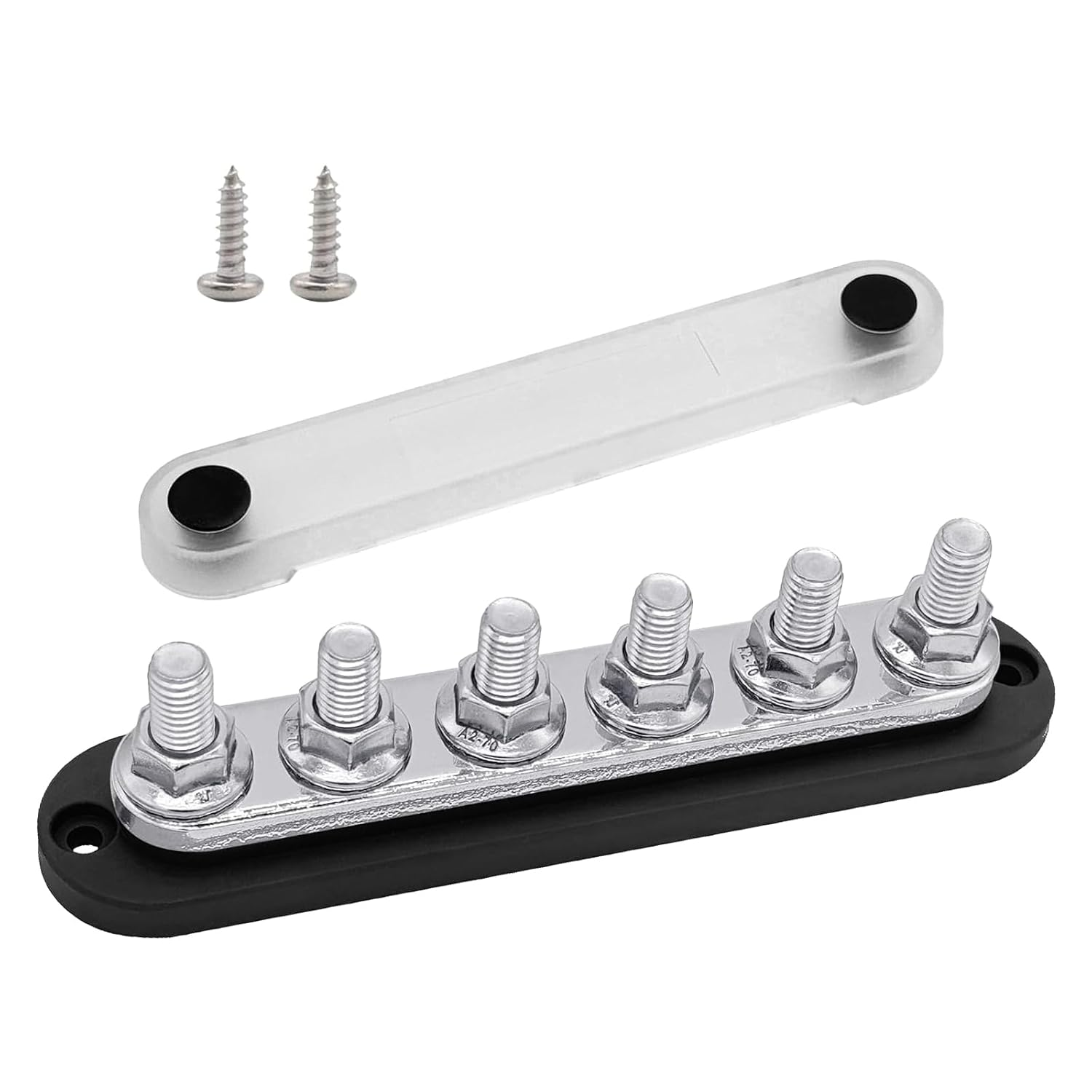 6-Way 12V 300A Bus Bar M8, Heavy-Duty Copper Power Distribution Block with Insulated Base for Car, Marine, RV and Solar Systems (Black) image number 6