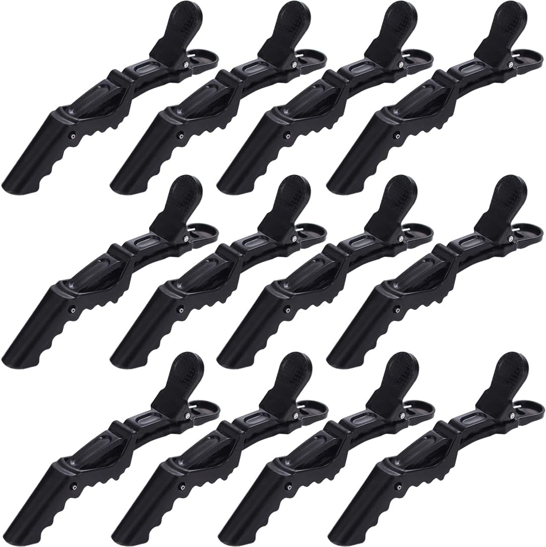 LAKJUOZ Hairdressing Hair Clips, Pack of 12, Plastic Hair Clips, Hairdresser Clips with Non-Slip Handle and Wide Teeth for Women and Girls, Professional Hairdressing Clip (Black) image number 1