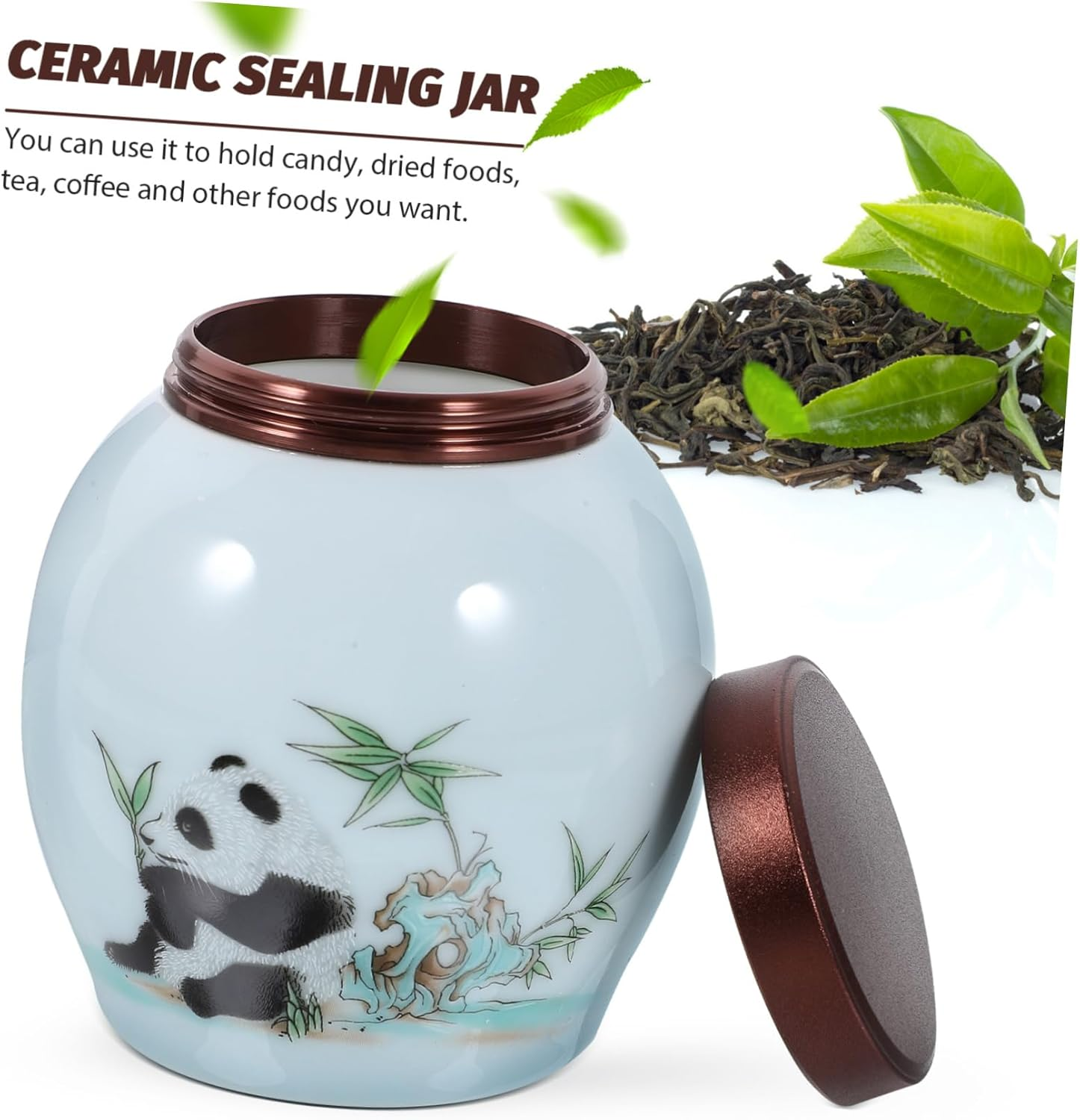 Ciieeo Panda Ceramic Tea Canister Multi-Functional Storage Jar Airtight Lid Creative Home Accessory for Tea Spices and Items and Portable Design image number 6