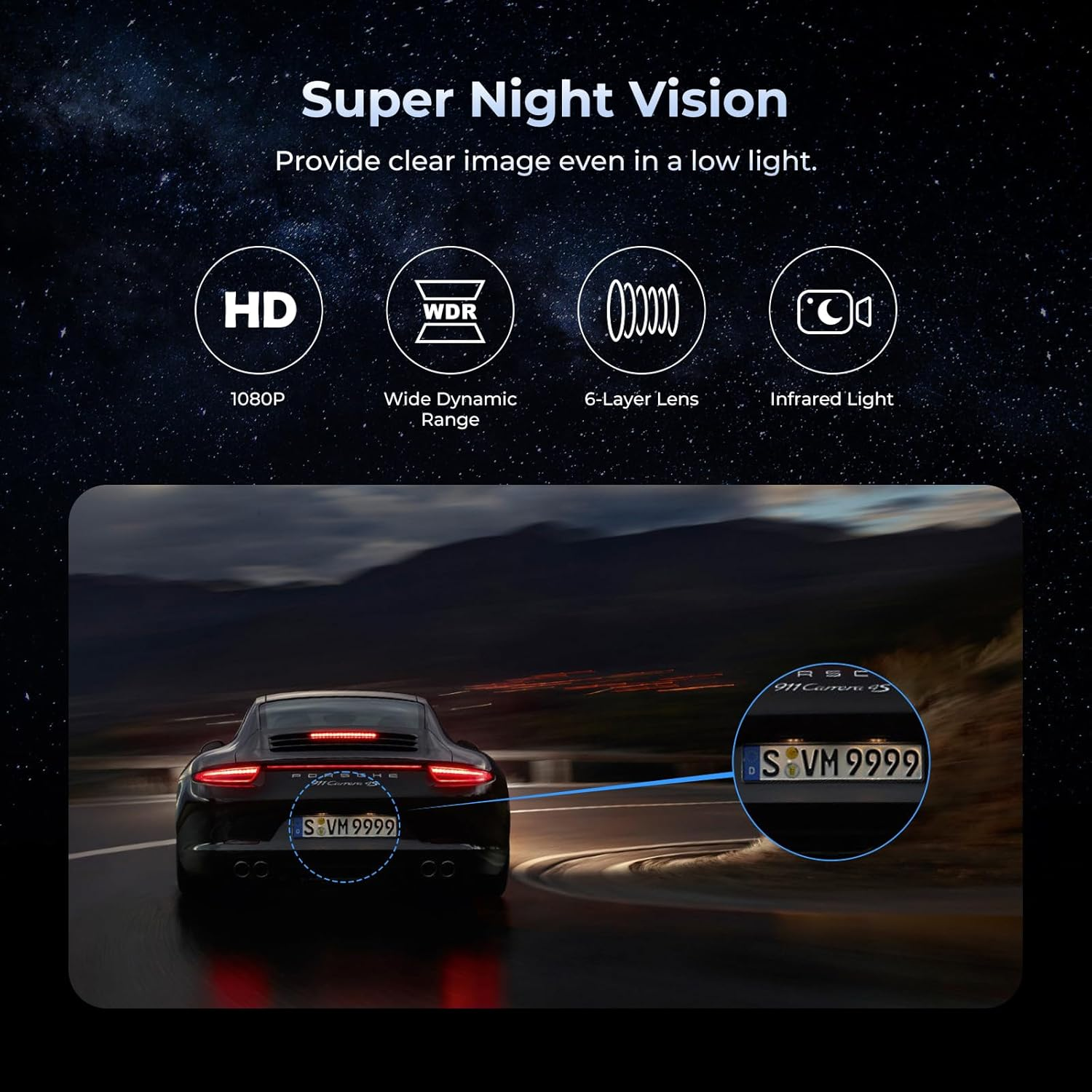 PRUVEEO H5-4CH 12'' Rear View Mirror Camera,4 Channel Mirror Dash Cam Detached Camera Fhd1080Px4,Dash Cam Front and Rear and Side(Left,Right),Night Vision,Gps,Parking Monitor,Free 128GB Card image number 2