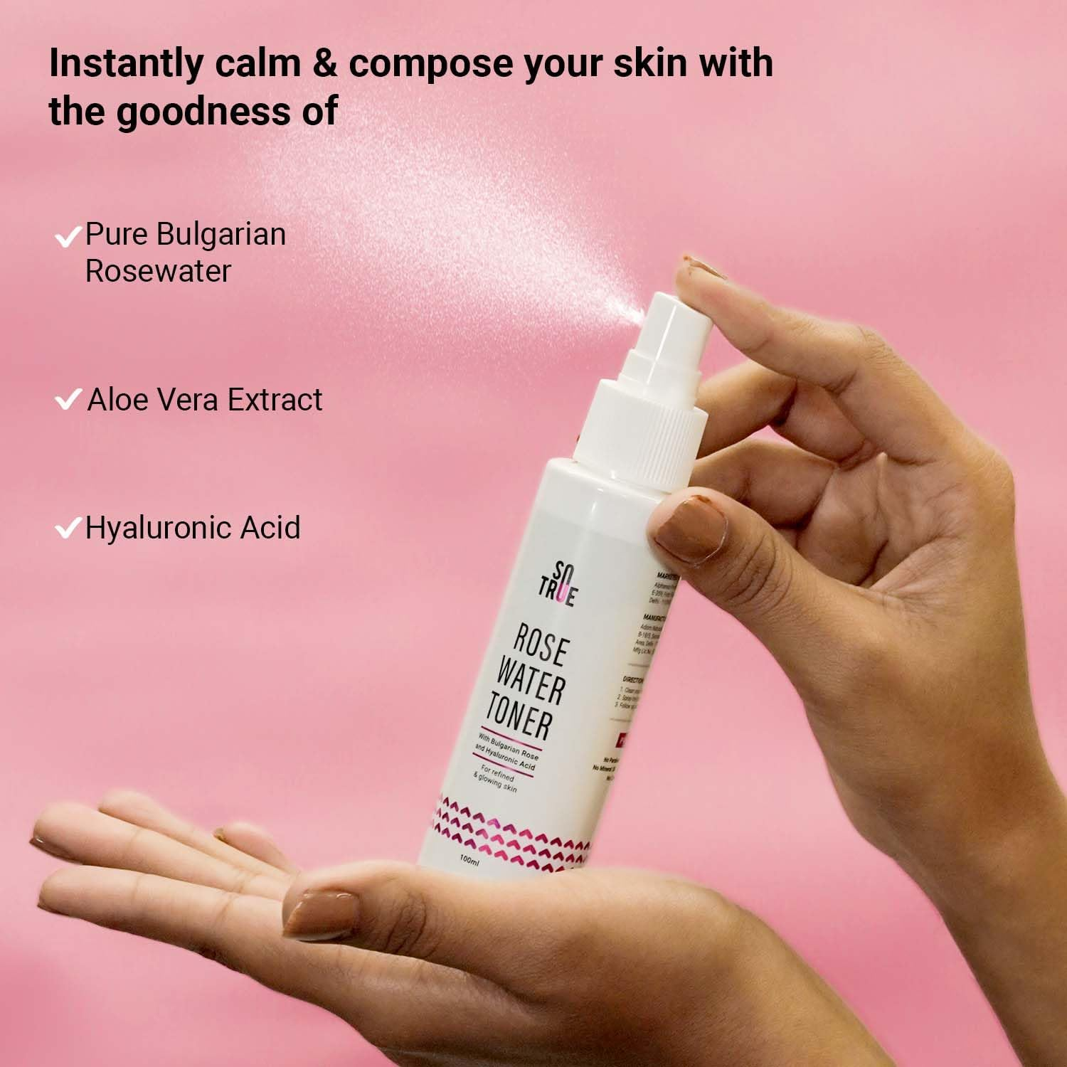 Rose Water Spray for Face Alcohol Free Face Toner with Bulgarian Rose Hyaluronic Acid 100Ml Skin Refining, Pore Tightening Suitable for Oily, Acne Prone, Dry and Normal Skin image number 3