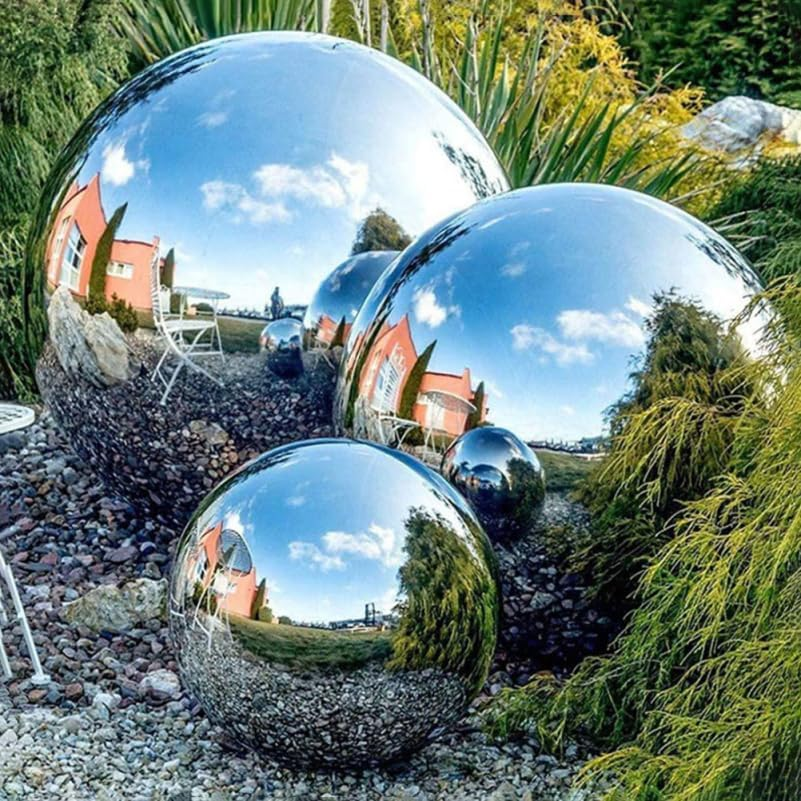 Gazing Balls, 150Mm Stainless Steel Mirror Polished Hollow Balls Reflective Ball Garden Gazing Mirror Globes for Pond Outdoor Swimming Pool Decoration image number 6
