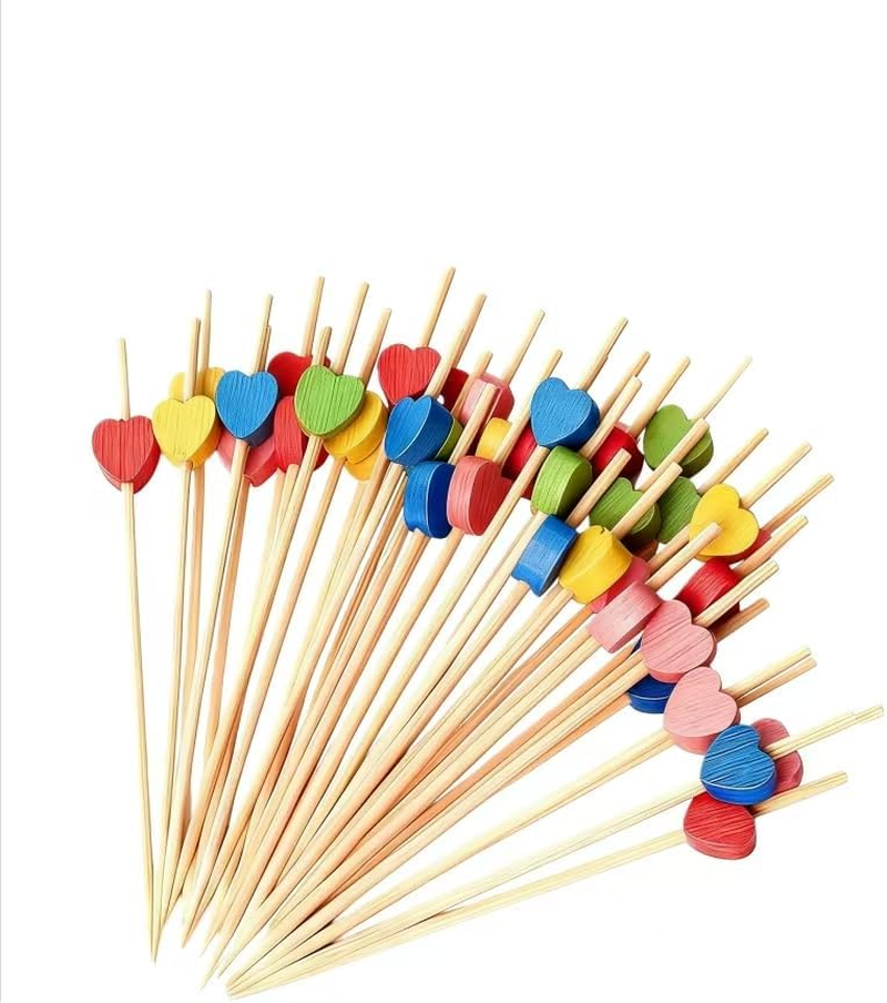 Colorful Bamboo Cocktail Picks,100Pcs Wooden Toothpicks Colorful Fruit Sticks,Colorful Star Cocktail Picks Fruit Food Hamburger Sticks,Wooden Cocktail Toothpicks Colorful Star Shape Cocktail Picks