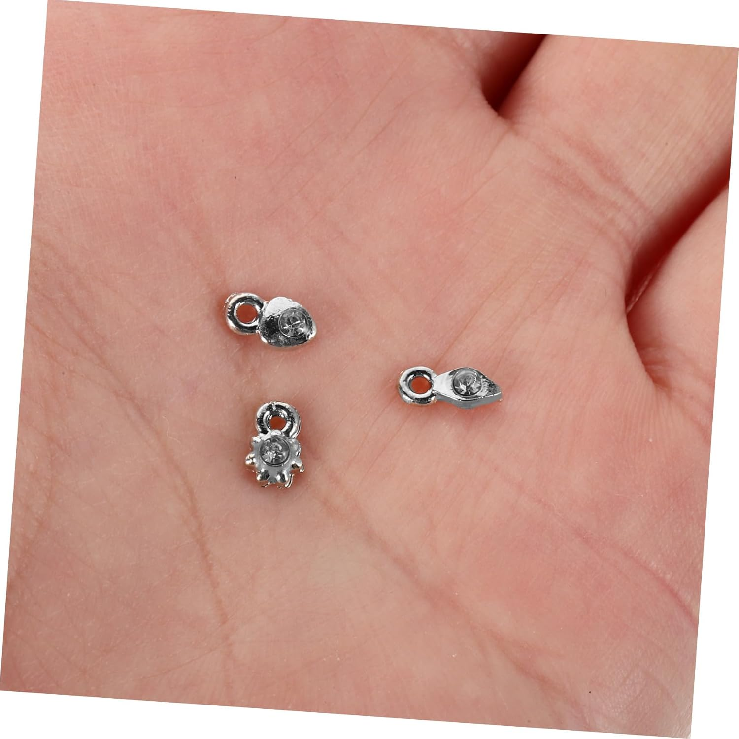 GRADENEVE 2 Sets Silver Manicure Charms Nail Art Accessories DIY Decoration for Home Salon Use Versatile Nail Supplies