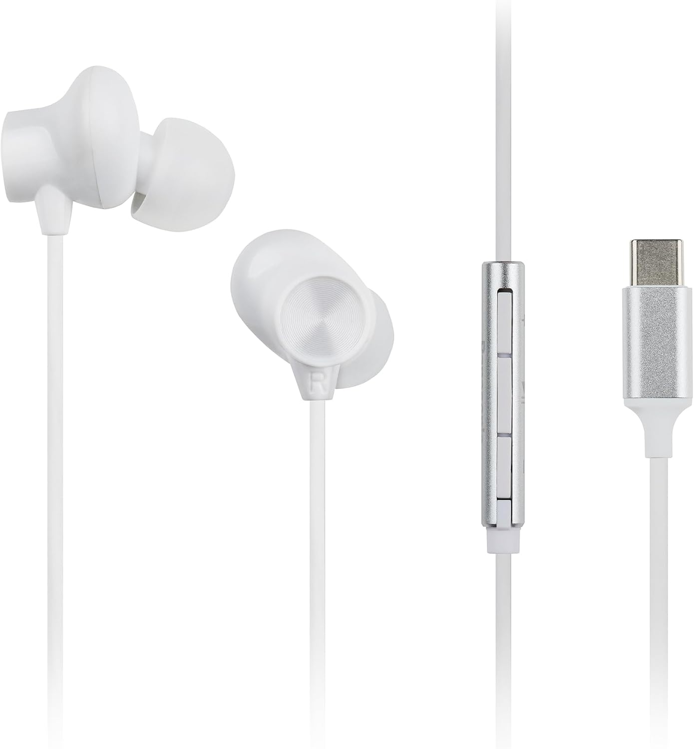 Panasonic RP-TCM225DEW USB-C Earbuds, In-Ear Earbuds, Wired Headphones with Built-In Microphone & Control, Powerful Bass, Customizable Fit, 1.2M Cable, White