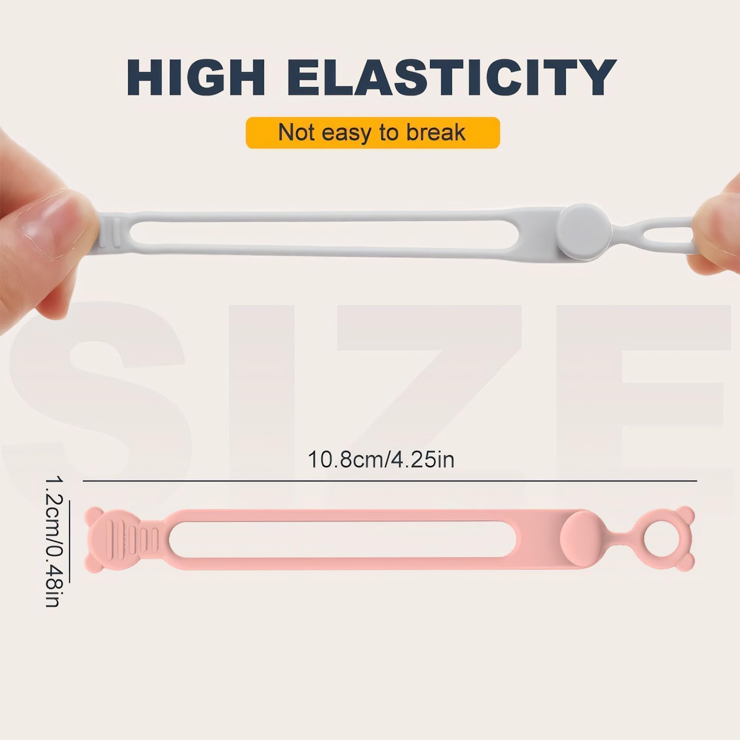 Silicone Cable Ties Straps Wire Organiser Reusable Fastening Cable Ties Cord Pack of 10 image number 2