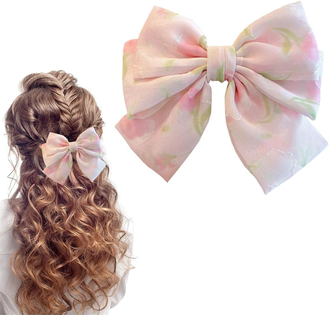 YUZNA 1 X Hair Bow Hair Clip with Bow, Bow Hair for Girls and Women (Pink) image number 3