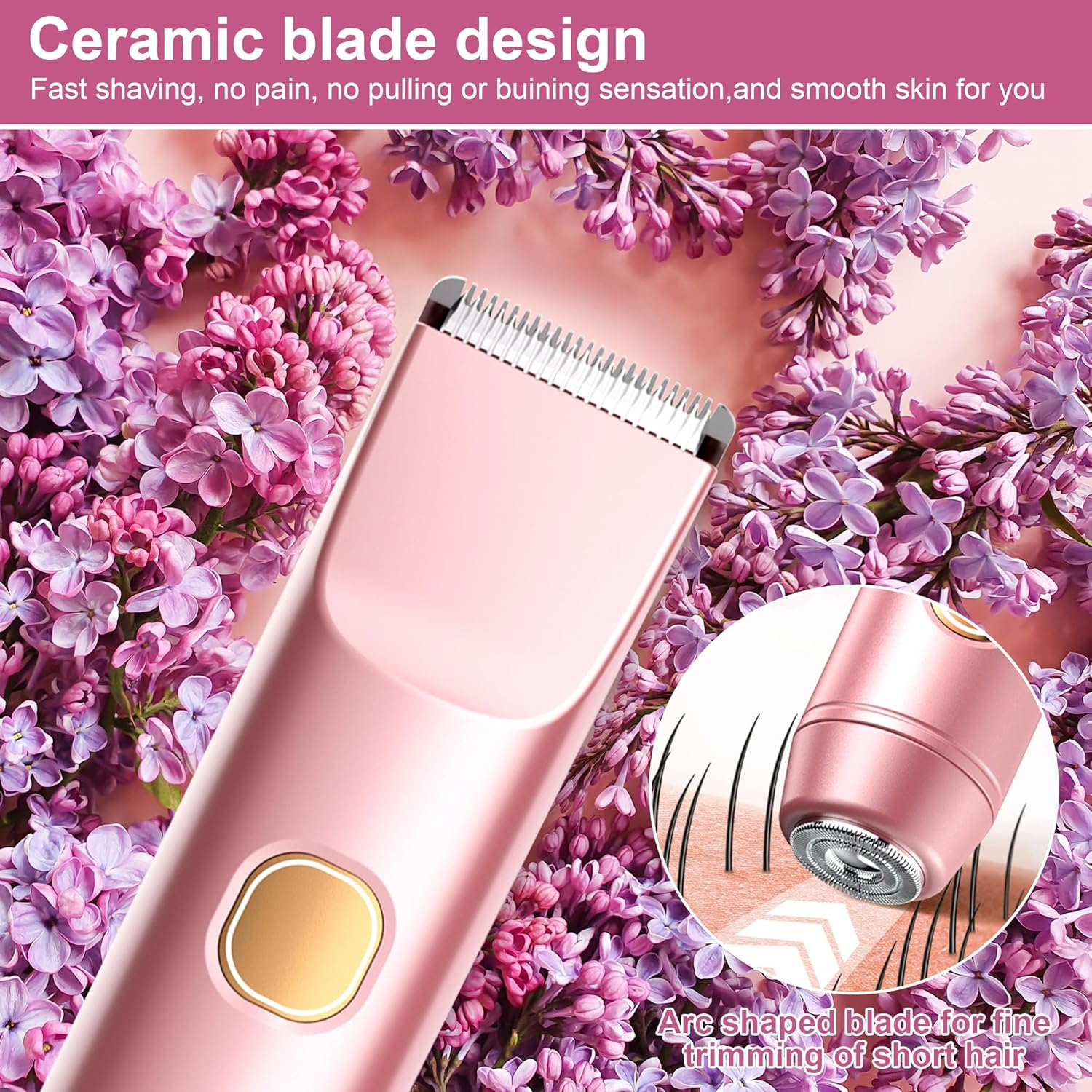 Quokkachic Bikini Shaver, Electric Womens Shaver, 2-In-1 Double Head, IPX7 Waterproof, Wet/Dry Razor for Bikini Underarms Legs Arms Body Face (Rose Gold) image number 1