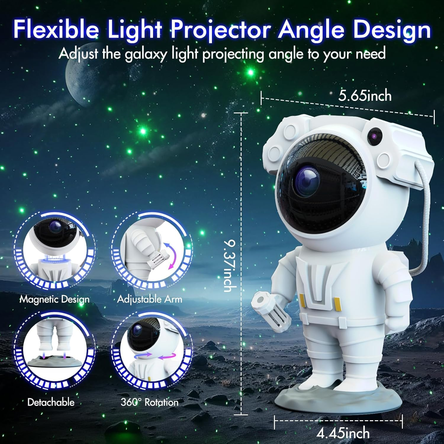 Star Projector,Galaxy Night Light,Astronaut Starry Nebula Ceiling LED Lamp with Timer and Remote, for Kids Adults for Bedroom, Birthdays,Christmas, Valentine'S Day. (Standing) image number 2