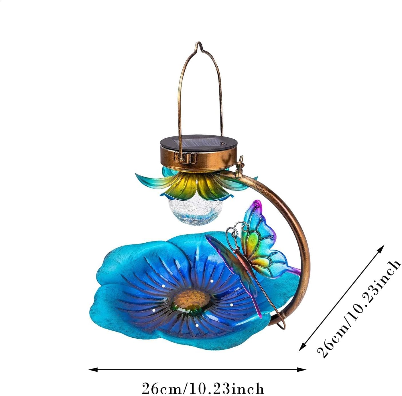 Metal Solar Light Bird Feeder, Solar Powered Outdoor Lamp for Bird Feeding, Garden Decoration Tool for Patio, Fence, Courtyard, Tree, Yard, Garden Lighting Solution image number 2