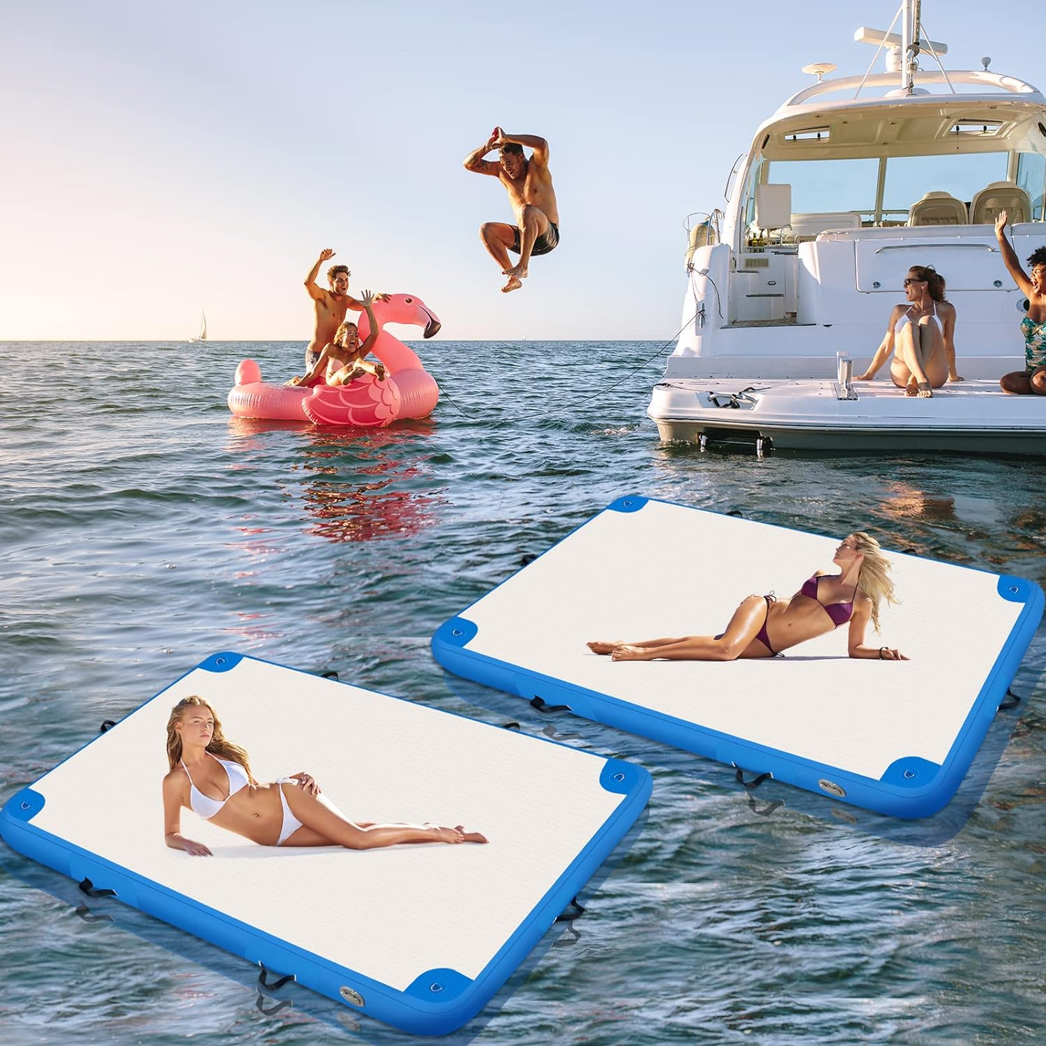 Inflatable Lake Float for Adults, Multi-Person Inflatable Swim Deck with None-Slip Surface, Swimming Water Platform, Floating Island - Dock - Raft for Pool & Beach, Lake, River Fun image number 5