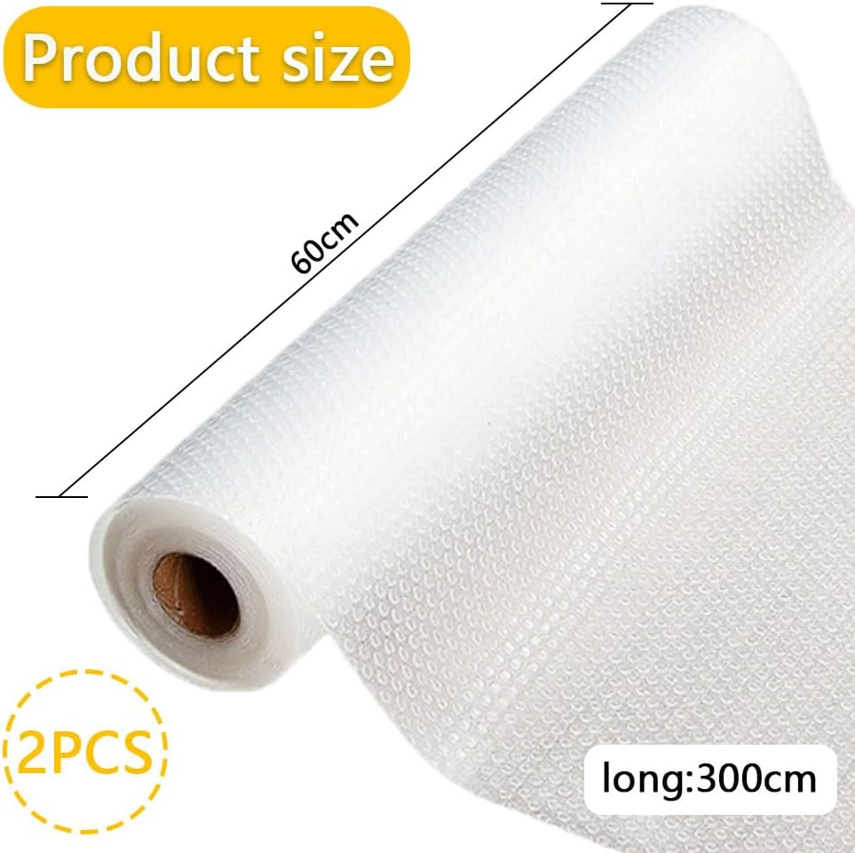 2 Rolls Clear Non-Slip Shelf Liner for Kitchen Cabinets and Drawers &ndash; Waterproof, Oil-Proof, Non-Adhesive, Easy-To-Cut Liner for Pantry, Fridge, Cupboards, and Storage Shelves image number 3