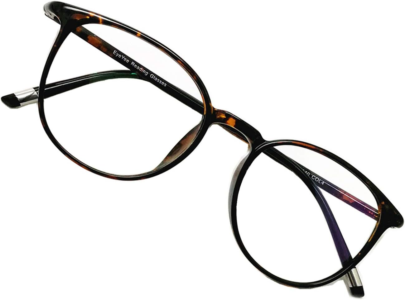 Blue Light Reading Glasses round Frame Spring Hinge Block UV Reduce Digital Eye Strain Comfortable Fit