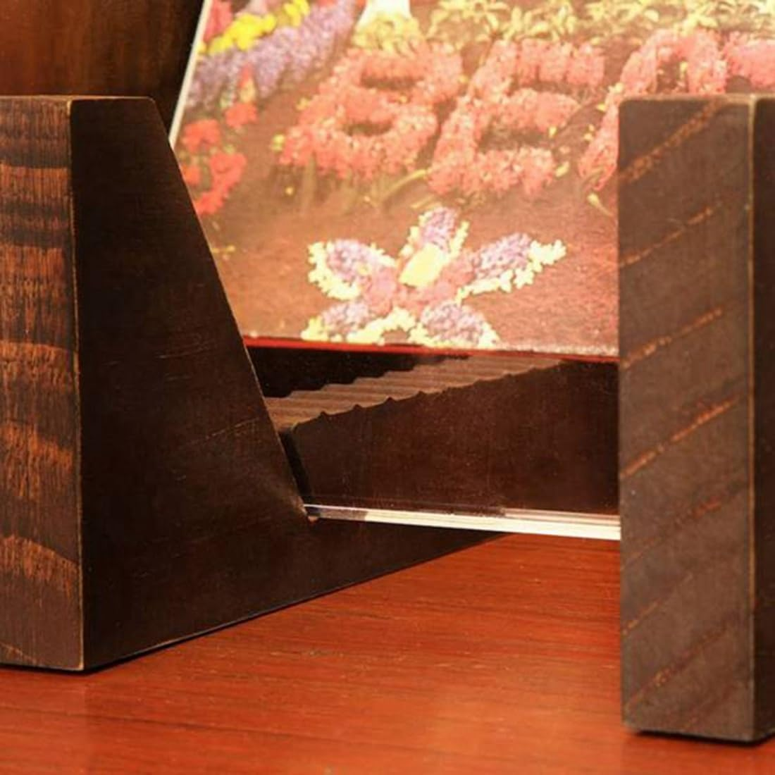 Spacesea Vinyl Record Storage Holder Large Capacity Acrylic Ends Display Stand Wooden LP Vinyl Album Desktop Rack image number 5