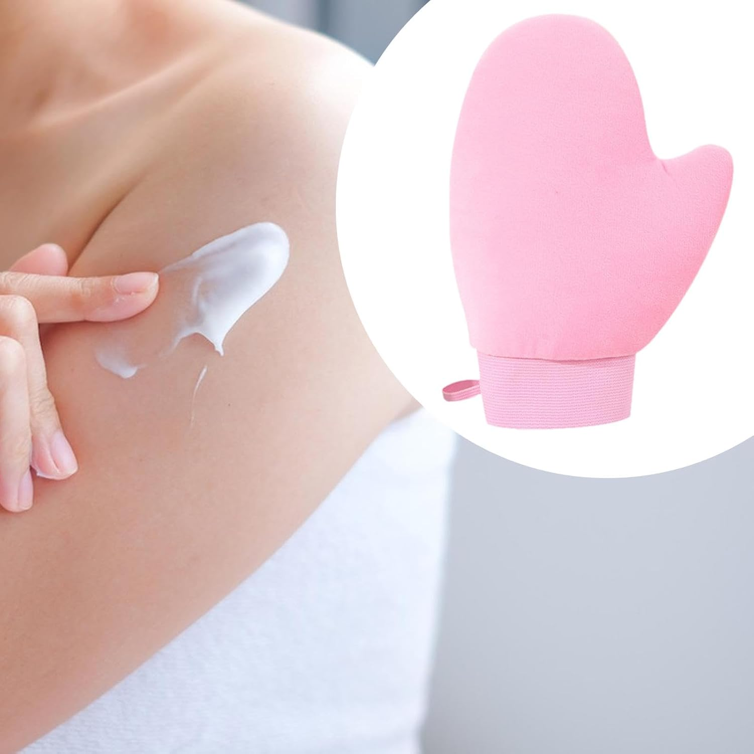 Oshhni Self Tanning Mitt, Sunless Tanning Glove, Elastic Cuff, Soft, Reusable, Self Mitt, Pink - Brown image number 6