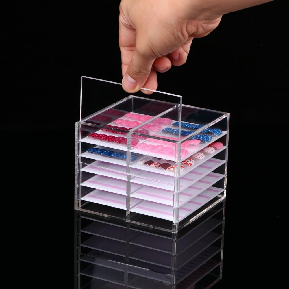 10 Layers Acrylic Nail Storage Organizer, Cosmetic Makeup Container Box, Clear Case Cabinet Display Used for Nail Storage and Nail Salons (10 Layers Type B)
