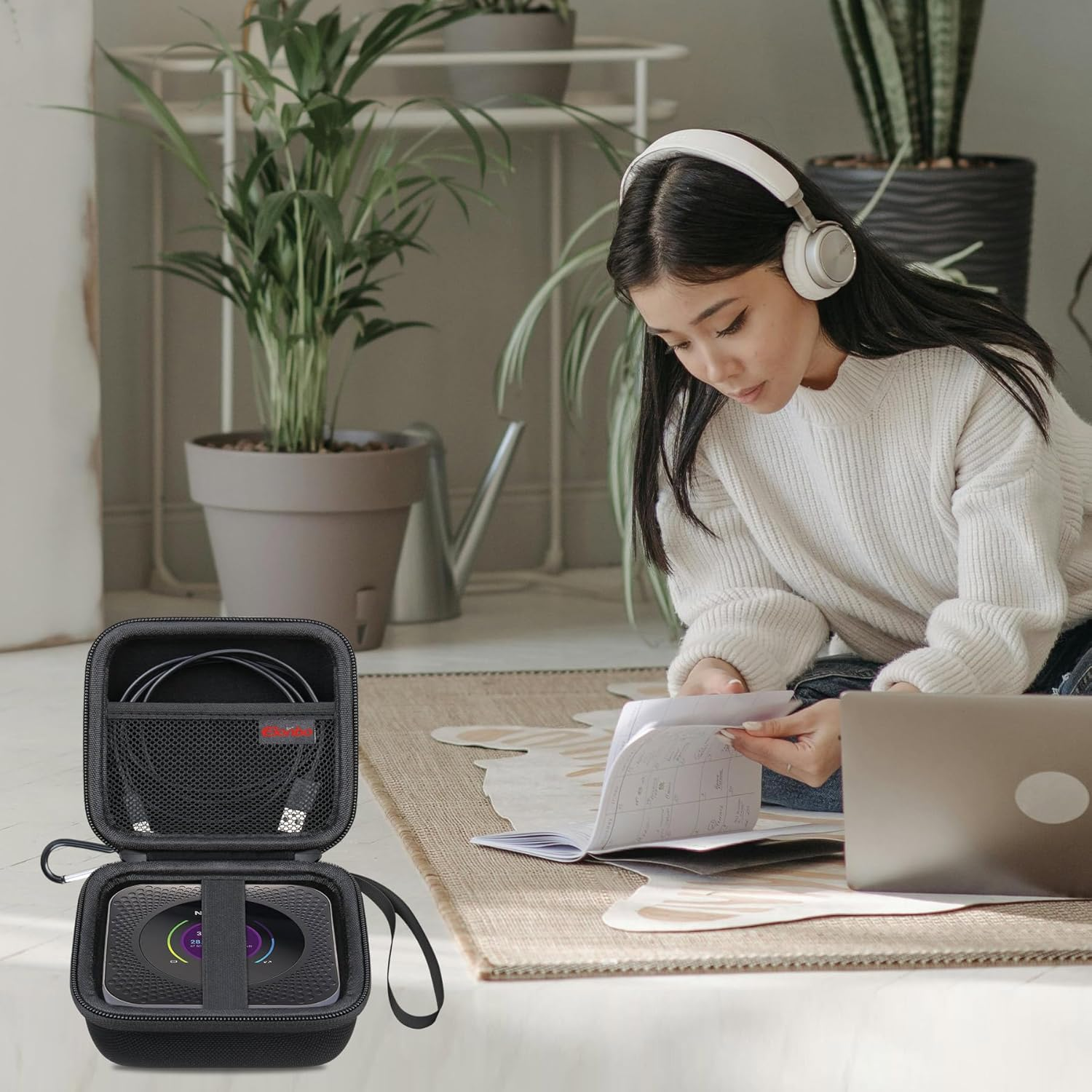 Elonbo Carrying Case for NETGEAR Nighthawk M1 MR1100 / M5 MR5200 / M6 / M6 Pro MR6500 5G Wireless Wifi Mobile Hotspot Router, Extra Interior Mesh Pocket Fits Cable, Black. (CASE ONLY) image number 5