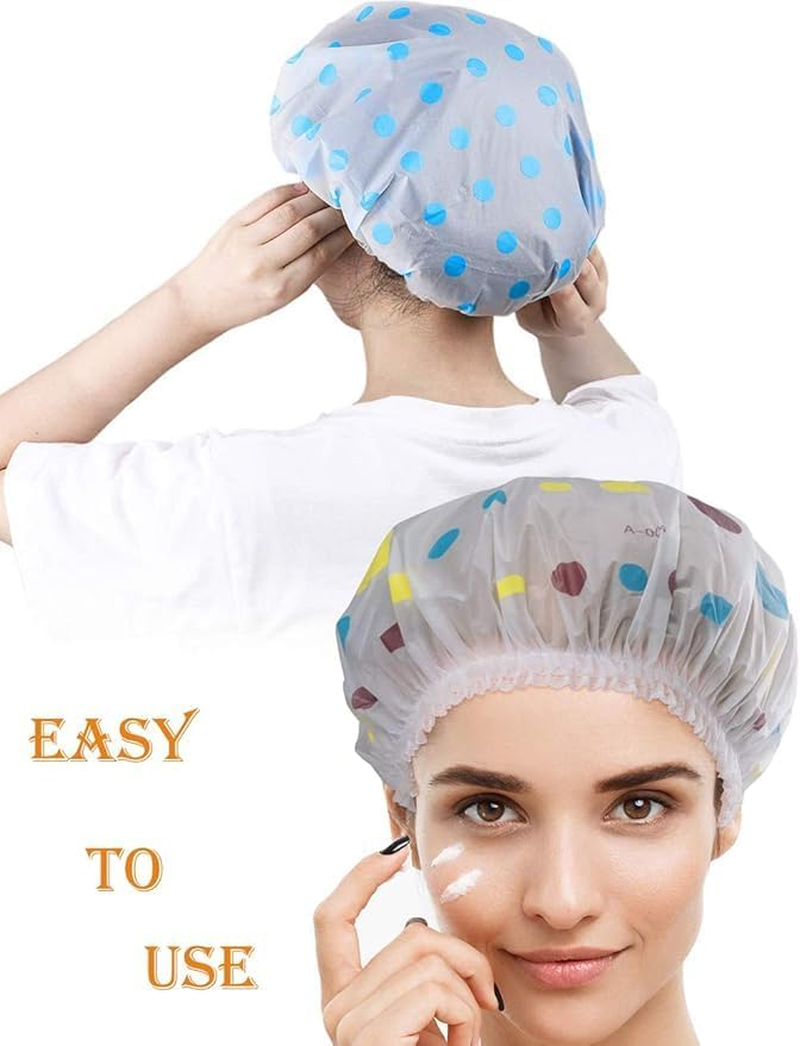 12 Pieces Durable Elastic Bathing Hair Caps, Reusable Waterproof Shower Caps, Lace Elastic Band Hair Bath Caps Beauty Salon Spa Shower Caps (Random Color) image number 3