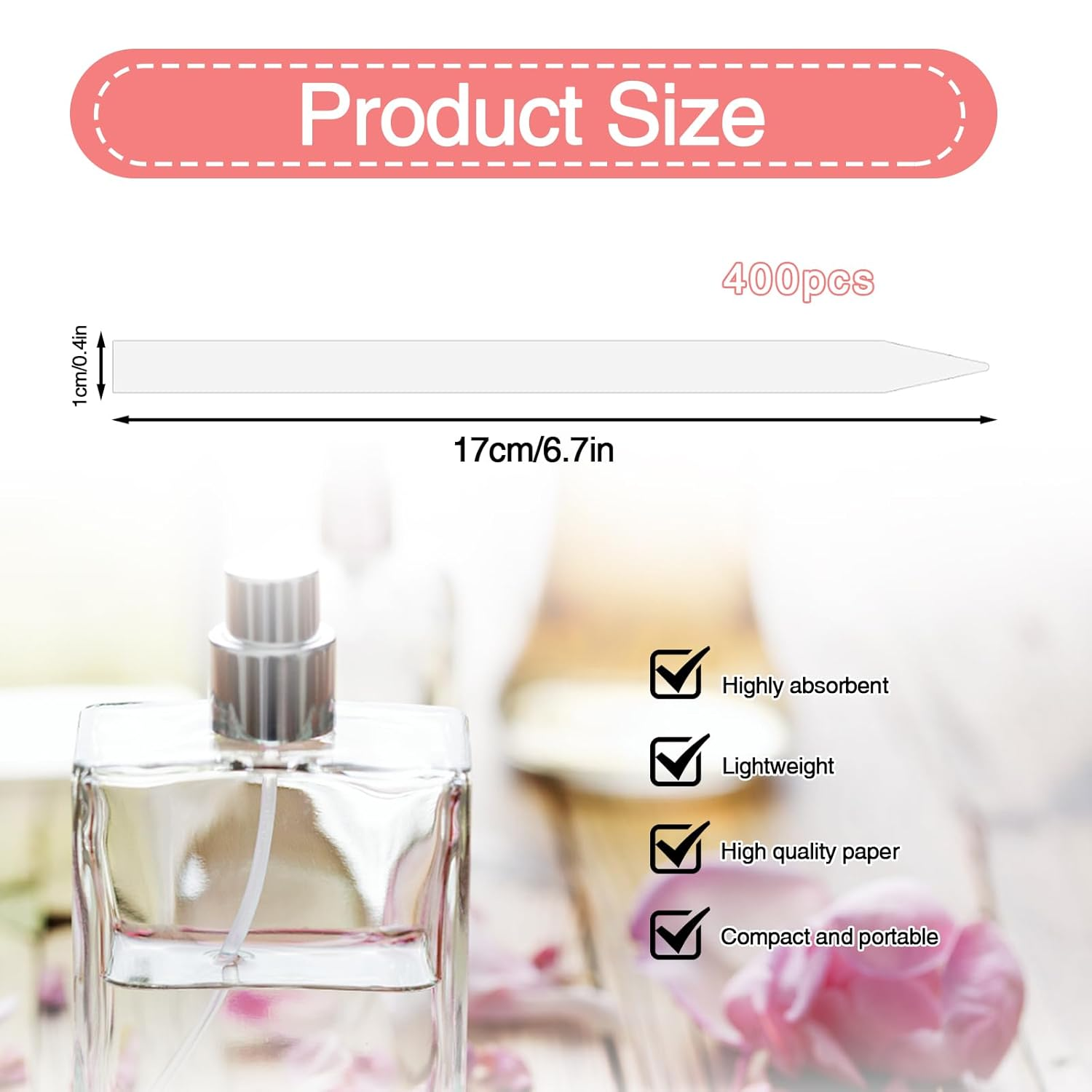 400 Pcs Perfume Fragrance Test Strips, White Perfume Paper Strips Perfume Tester Perfume Sampler Perfume Making Supplies Scent Strips Perfume Fragrances Scents Testing (400) image number 6