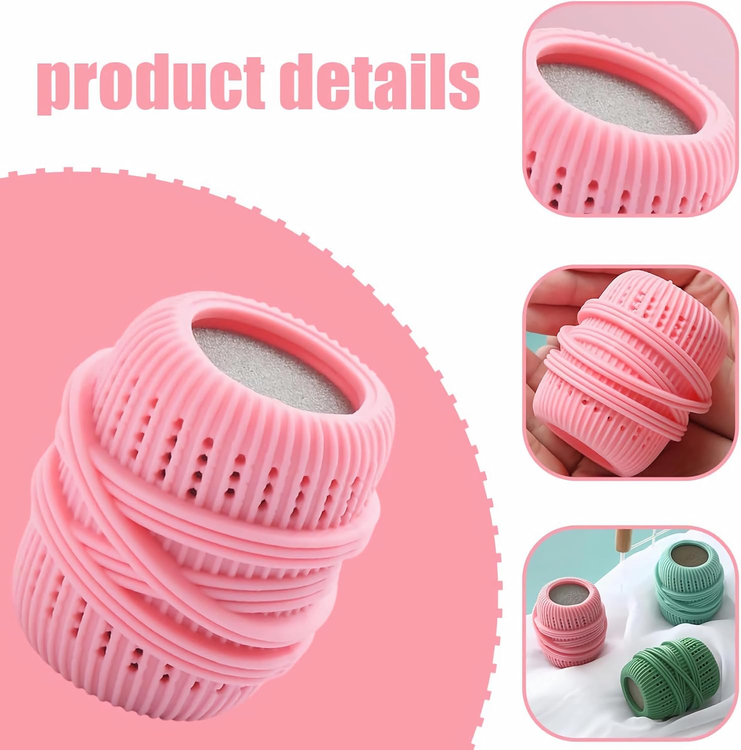 3-Piece Set of Washing Machine Dryer Balls, Anti-Tangling Fabric Soft Dispenser, Pet Hair Remover and Lint Removal Cleaning Float, Household Reusable Laundry Sponge Balls image number 4