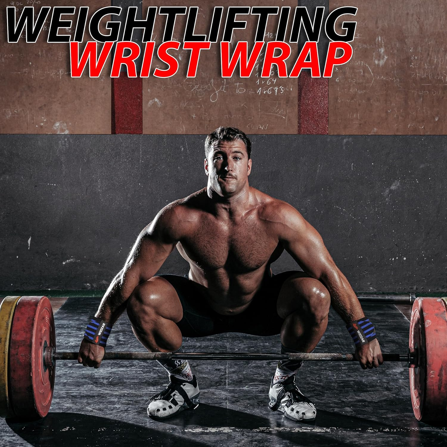 Widzar Wrist Wraps - Support Brace for Weightlifting, Powerlifting, Workout, Bodybuilding & Gym Training - Adjustable Straps with Attached Thumb Loops, Ergonomic Design for Men and Women (Blue Stripes) image number 5
