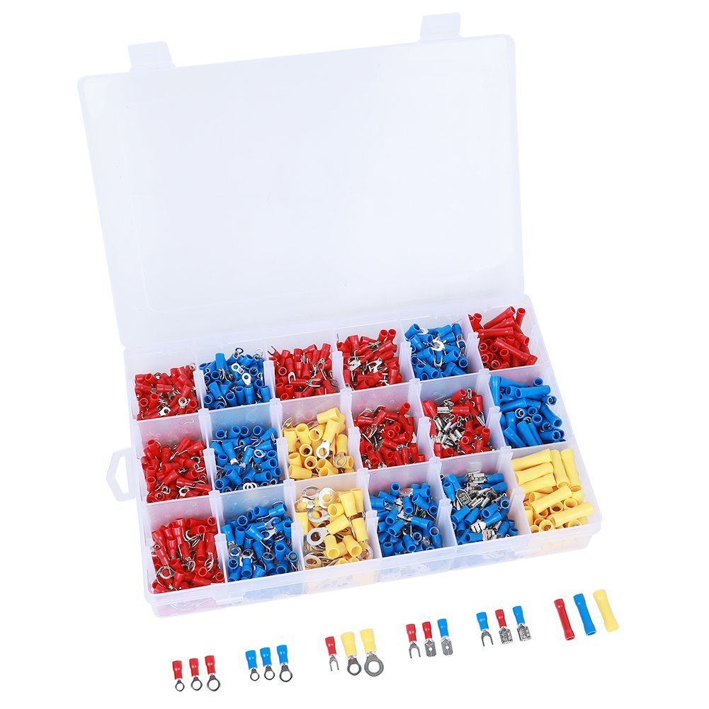 Valuehall 1200Pcs Crimp Terminals with Portable Storage Box, Widely Application Heat Shrink Crimp Connector Wire Terminals 18 Types of Specification, 3 Colors V7003-1 image number 5