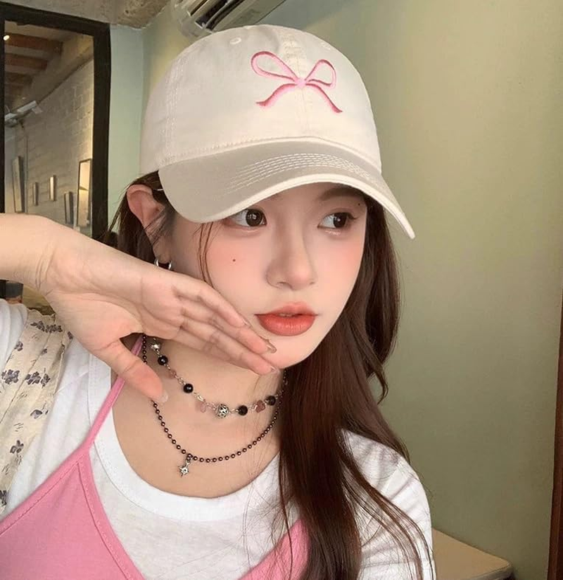 Bow-Tie Baseball Cap for Women Fashion Sun Hats for Women Trucker Hat Y2K Sun Cap Visor Cap Hiking Travel Trendy 2024