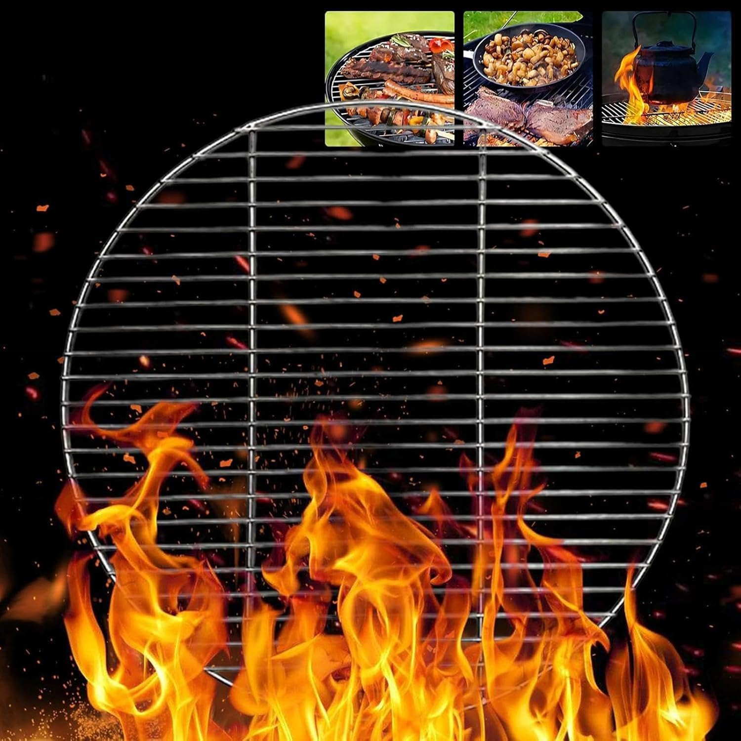 Cooking Grate, 33Cm round BBQ Grill Rack, Stainless Steel Barbecue Grill Grid Replacement for Charcoal Kettle Grills, Barbecue Grate Round image number 1