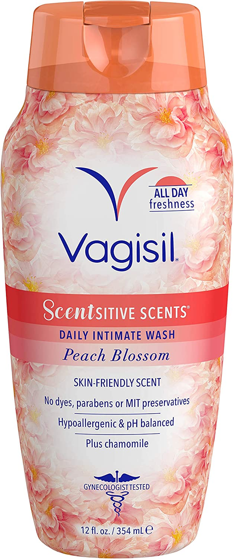 Vagisil Scentsitive Scents Daily Intimate Feminine Vaginal Wash, Peach Blossom, 12 Fluid Ounce