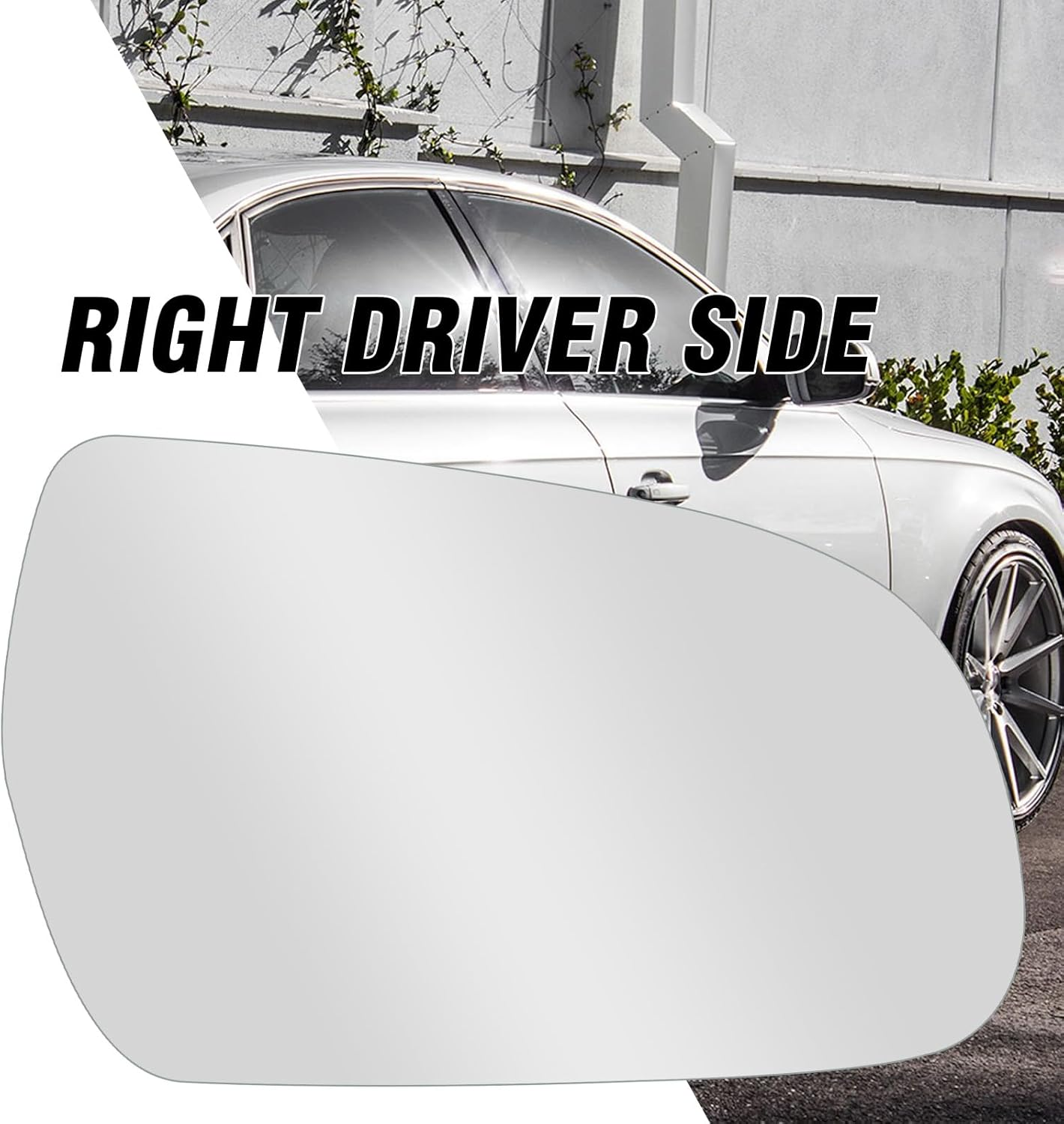 Front Right Driver Side Heated Wing Mirror Glass with Backing Plate, Rearview Wing Door Mirror Glass Heated Replacement for Audi A4 2010 2011 2012 2013 2014 2015 RHD image number 5