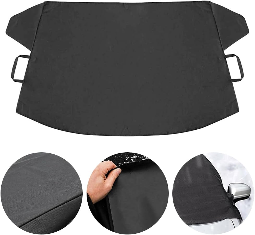 MOTRAIN Car Windshield Snow Cover 4 Layers Waterproof Car Windshield Protector for Winter & Summer Auto Sunshade Universal Fit for Truck SUV Van Accessories (86.6X55.1Inch, Magnets)