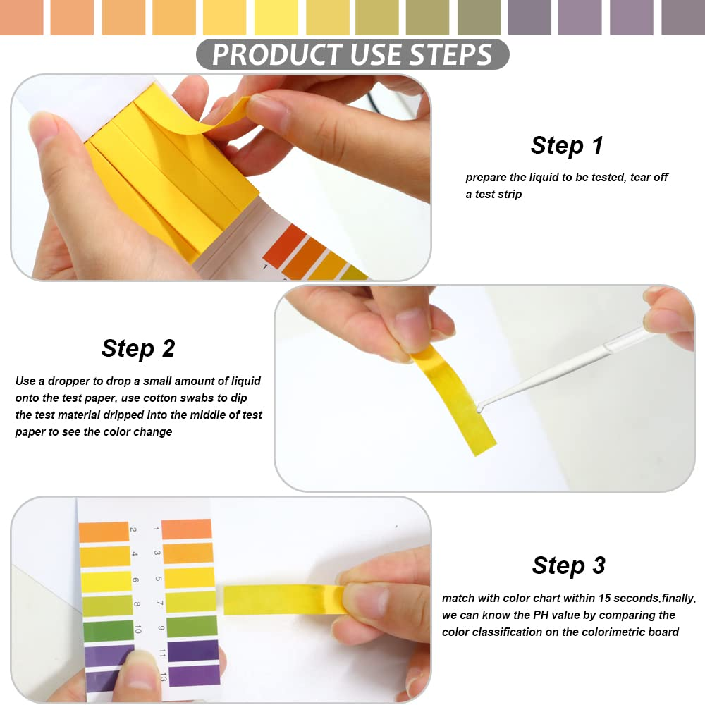 Ph Test Strips, Ph 1-14 Litmus Paper Ph Test Strips, Universal Indicator Litmus Test Paper, Acid Alkali Test Paper, Ph Test Strips for Water, Soil, Cosmetic (5 Packs 400 Strips) - 3 Packs 240 Strips image number 4