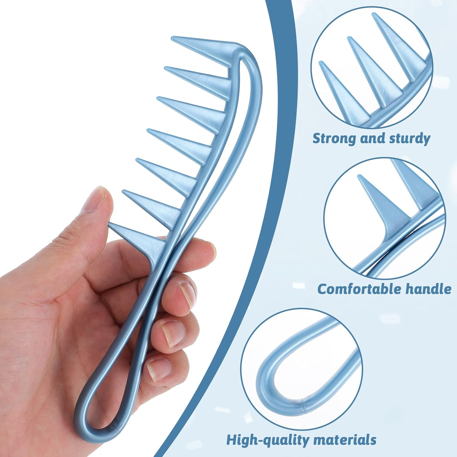 LIQWEI 5Pcs Wide Tooth Comb, Wide Tooth Comb for Curls, Texture Combs Hair Shark Teasing Combs, Styling Combing for Curly Wet Wavy Thick Hair Wigs image number 4