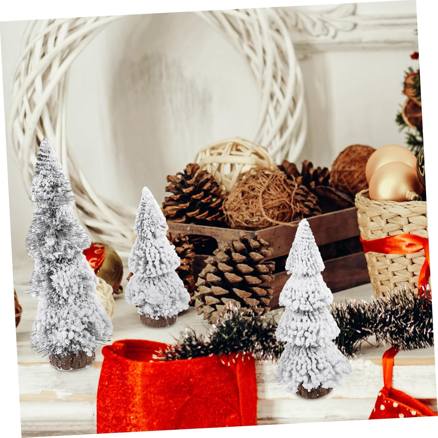 3Pcs Desktop Christmas Tree Ornaments Miniature Pine Trees for Tabletop Artificial Xmas as Home Holiday Decor for Christmas Ornaments and Party Decor image number 2