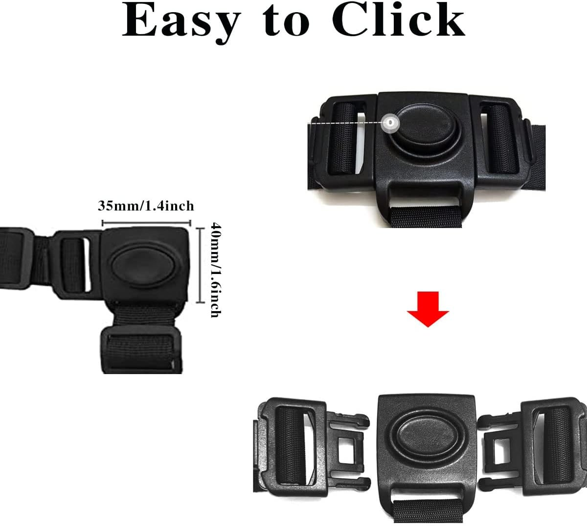 Child Belt for High Chair,3 Point Adjustable Harness, Strap for Kid Stroller. (Black) image number 1