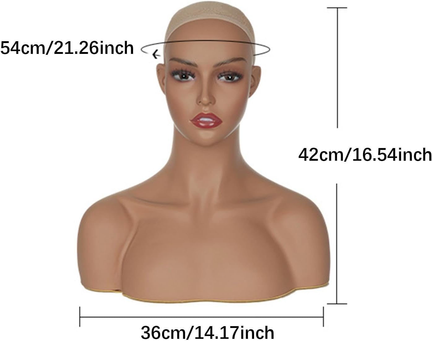Eigell Realistic Mannequin Head Wig Showing Stand Professional Wig Holder Wig Head for Hat Necklace Beauty Accessories Scarves