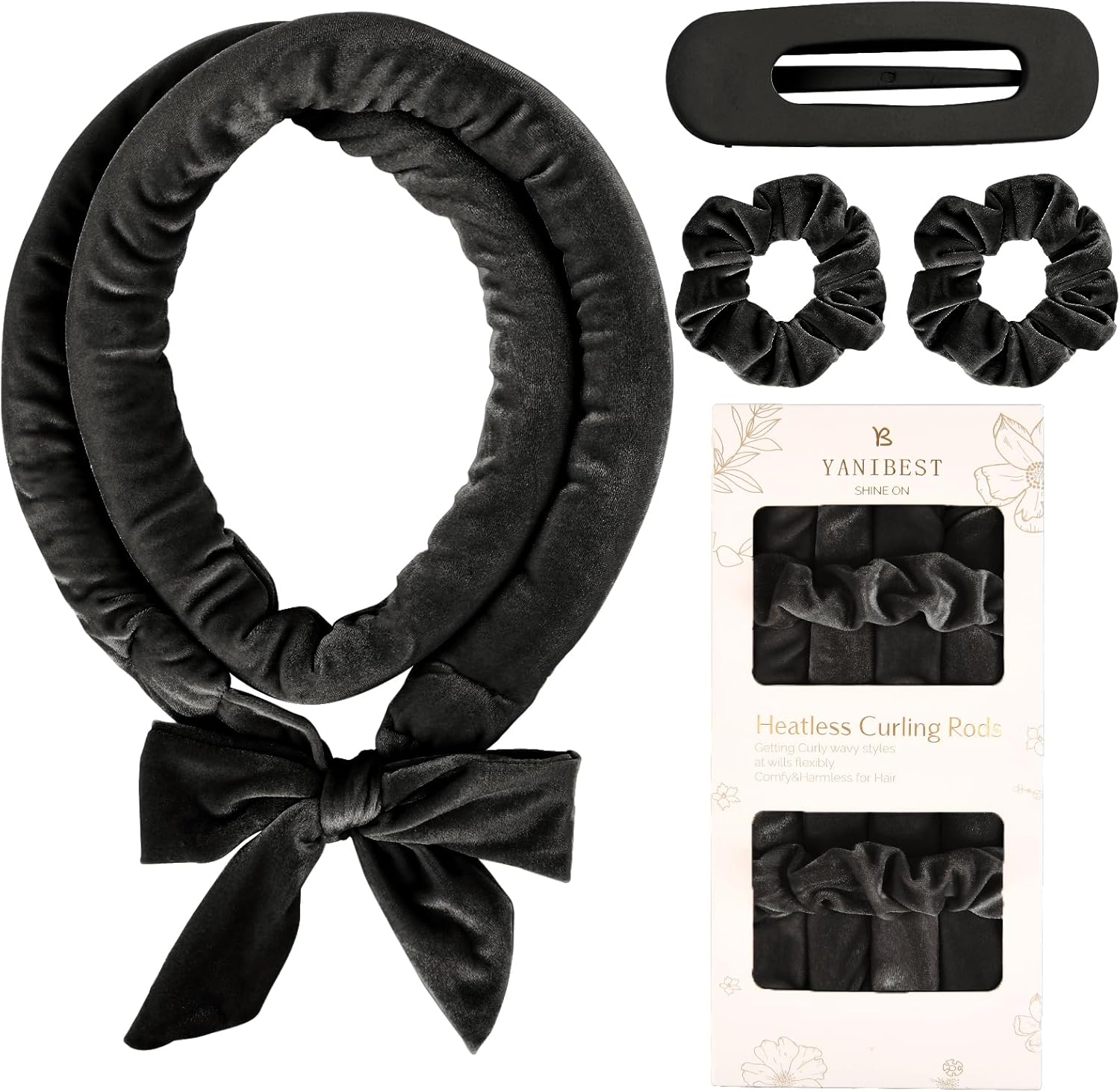 Yanibest Heatless Hair Curler, No Heat Hair Curlers to Sleep In, Super Soft Ribbon Wrap for Long Hair, Overnight Heatless Curling Set with Scrunchies and Clip, for All Hair Types