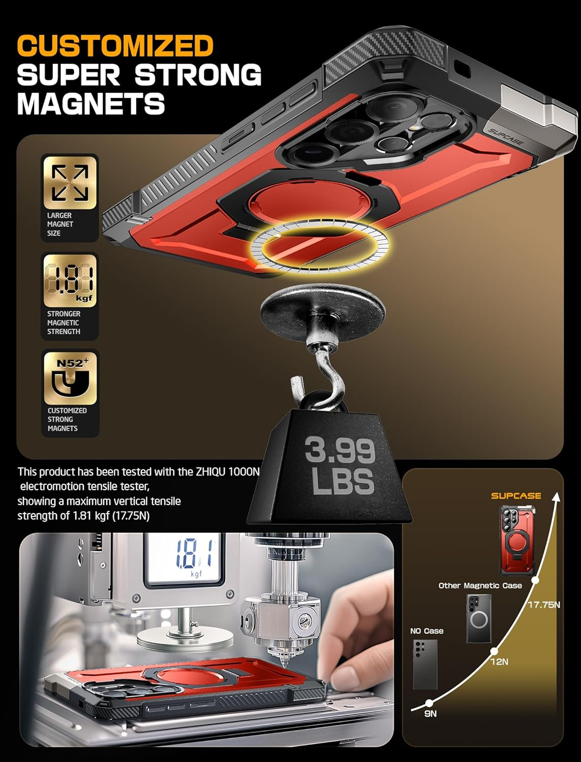 SUPCASE for Samsung Galaxy S25 Ultra Case with Stand (Unicorn Beetle Grip), [S Pen Friendly] [Compatible with Magsafe] [Military-Grade Protection] Magnetic Phone Case for S25 Ultra 6.9 Inch, Ruddy image number 4