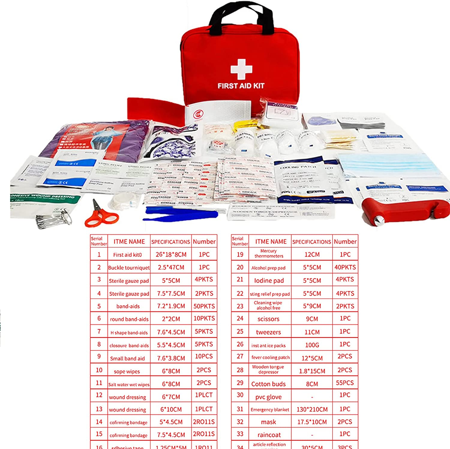 First Aid Kit 234Pcs, Emergency Kit, First Aid Pouch for Travel, Family, Hiking, Backpacking, Camping, Car & Cycling image number 3