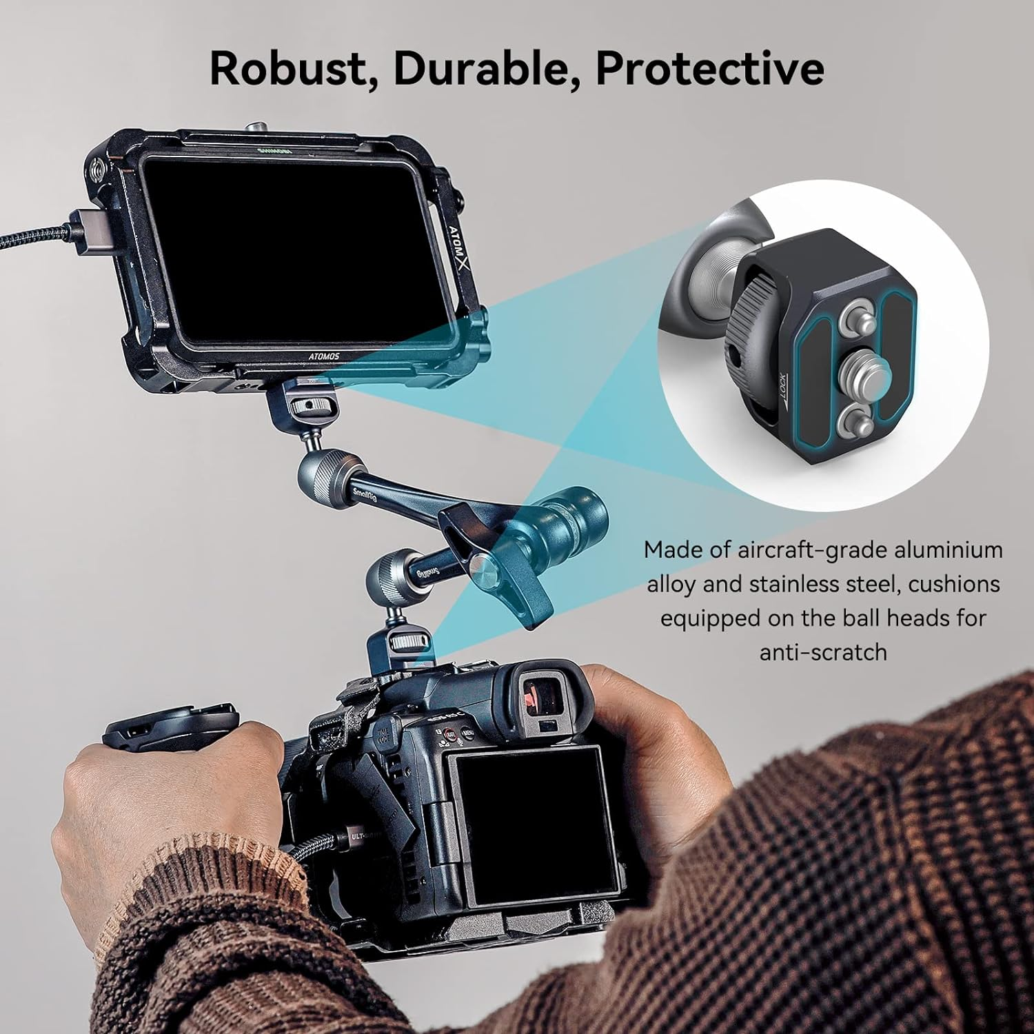 Smallrig Rosette Magic Arm 11 Inch with Ball Head, 1/4"-20 Screws, and Anti-Twist Pins, for Ipads/Monitors/Led Lights/Smartphones/Action Cameras, Max Load Cpacity 3Kg - 3959 image number 6