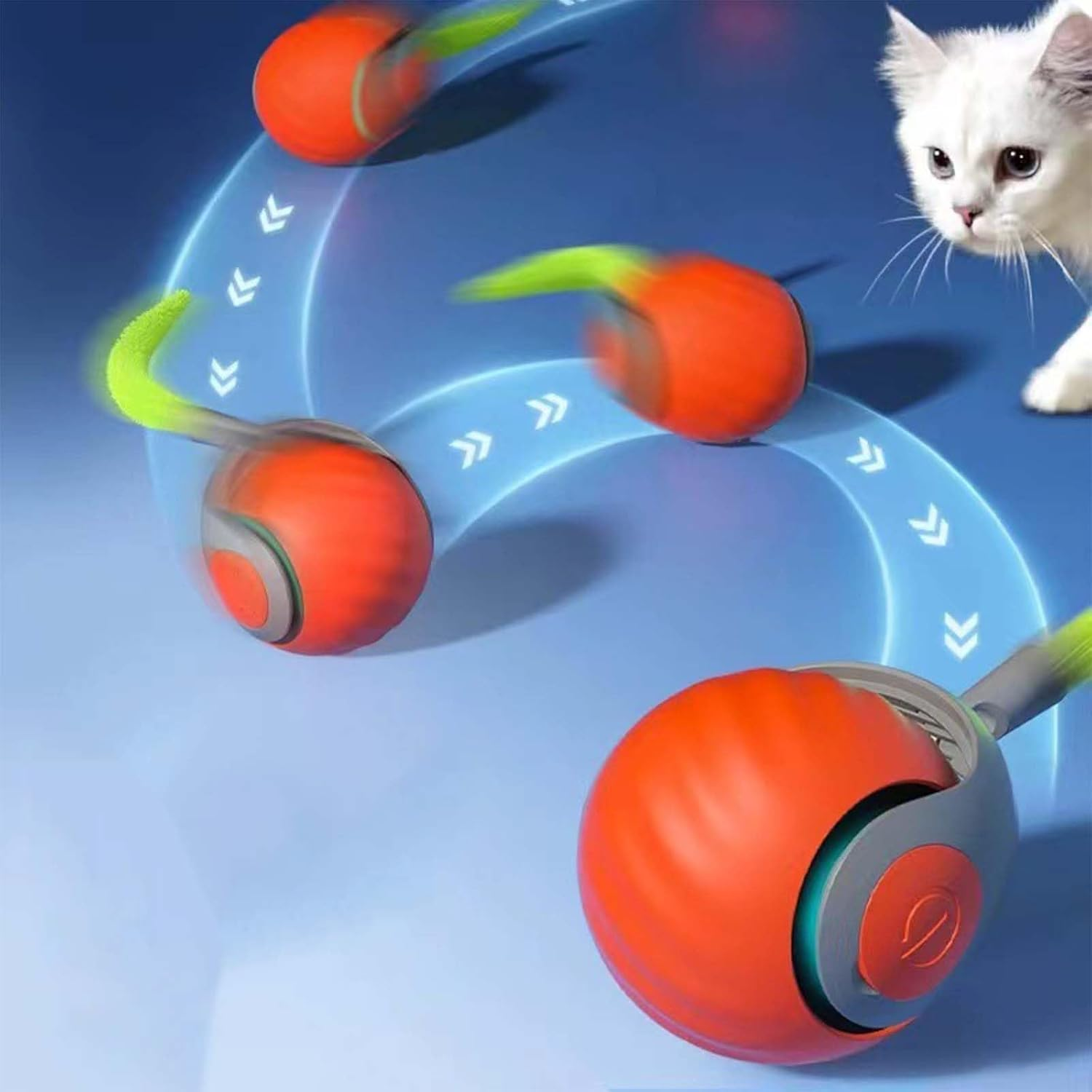 Speedy Tail 2.0, New Cat Ball Toy with Tail, Cat Toys for Indoor Cats, USB Rechargeable Smart, Two Speed Adjustment, Designed for Endless Fun for Your Cat Friend(Blue) image number 5