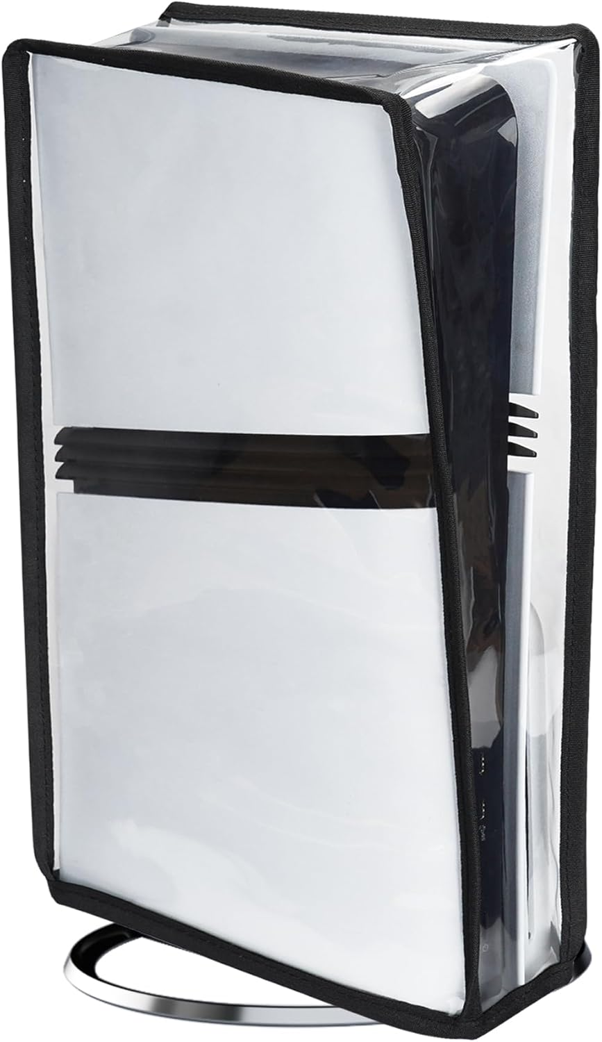 Playvital Vertical Dust Cover for Ps5 Pro Console Disc & Digital Edition, Dust Proof Protector Sleeve for Ps5 Pro Accessories, Waterproof, Transparent