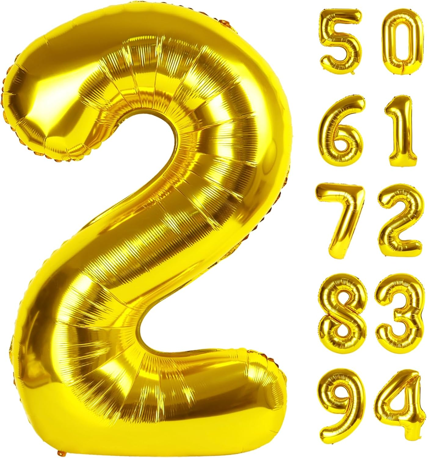 Gold 2 Balloon, Number Balloon 40 Inch, Two Balloon Number Birthday Decorations, Second 2Nd Birthday Party Supplies, Number 2 Balloon