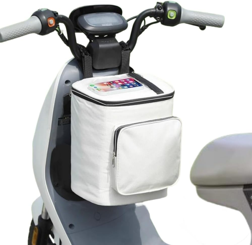 Handlebar Bag,Waterproof Bike Frame Bag,Bike Front Insulated/Cooler Bag,Bicycle Phone Holder Bag with Transparent Pouch for Phone,Bike Pouch Accessories for Outdoor Cycling Hiking Travel (Black)