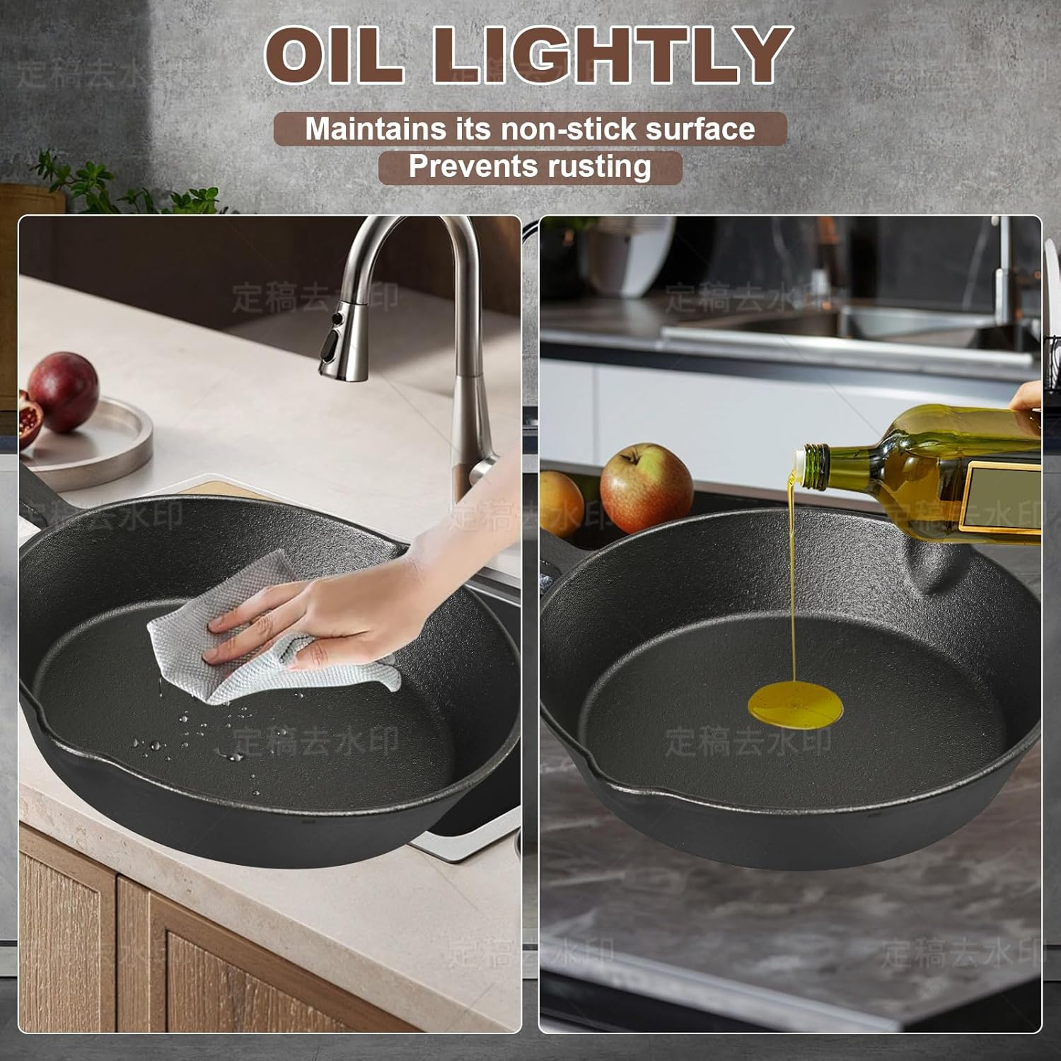 YIYOBEATFO Pre-Seasoned Cast Iron Skillets,4 Piece Durable Pots and Pans Set with Handle Covers for Grill, BBQ, Camping Fire, Stovetop, Kitchen and Camping Cookware image number 4