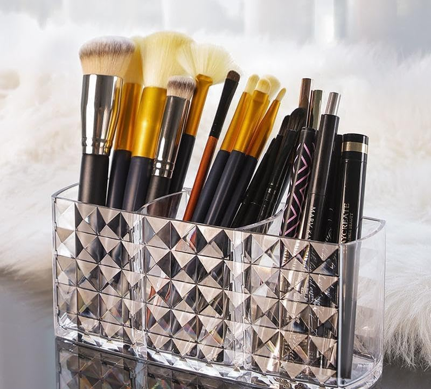 Acrylic Makeup Finger Nail Art Tool Organizer 3 Spaces for Storing Beauty Nail Art Kit Tools (Transparent, One Size) image number 6