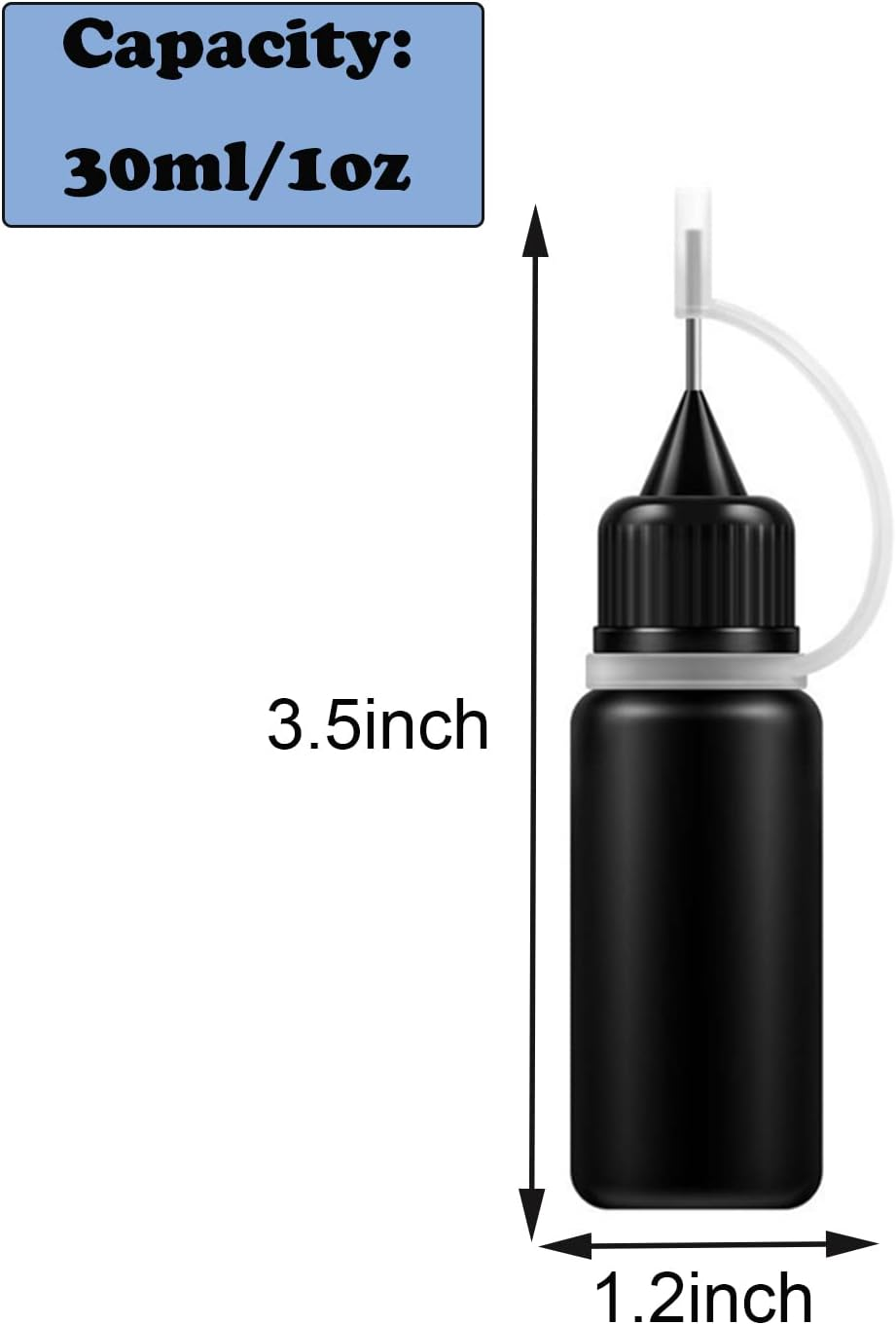 AQSXO 1 Ounce Black Needle Tip Glue Bottle, Tip Applicator Bottle with 2 Funnel, for Glue,Liquid,Oil, DIY Crafts Etc, 6 Pcs. image number 6