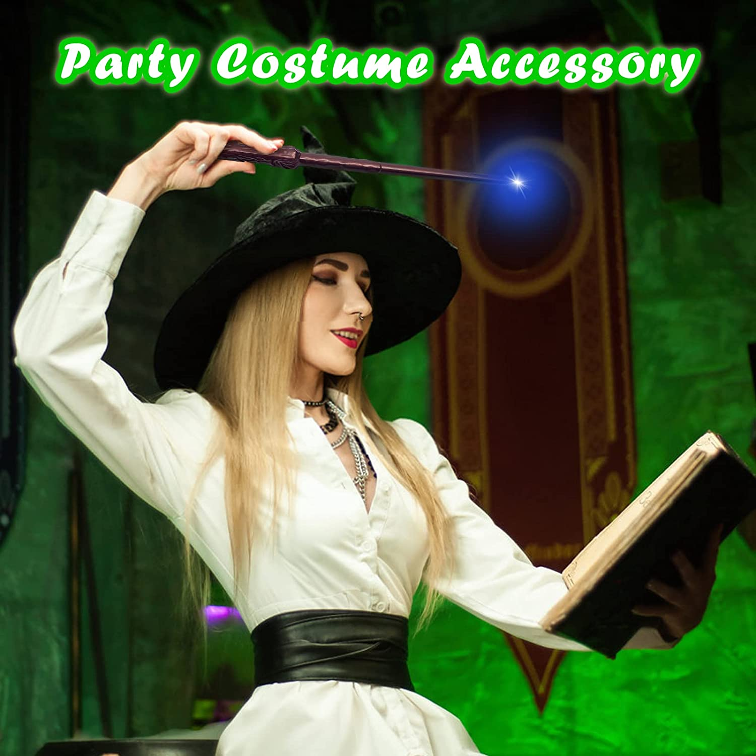 Magic Light up Sound Wand 2 Pcs Wizard Witch Illuminating Toy for Kids Party Favor Costume and Cosplay Accessory image number 1