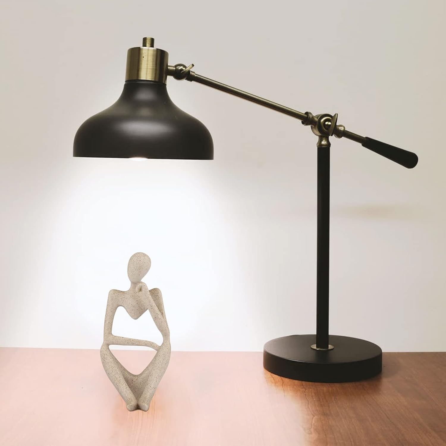 Trycooling the Thinker Statue Abstract Sculpture Resin Statues for Home Decor Modern Home Office Shelf Desktop Bookshelf Decor (Small Sandstone, Right)